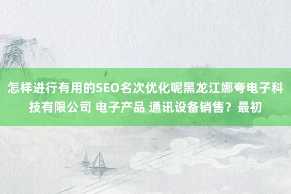 怎样进行有用的SEO名次优化呢黑龙江娜夸电子科技有限公司 电子产品 通讯设备销售?最初